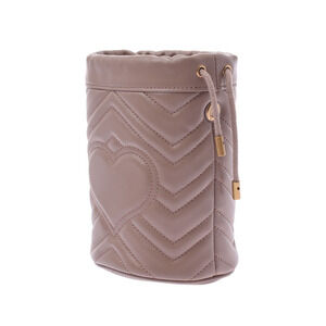 Gucci GG Shoulder Leather Bag Marmont Beige Baguette